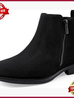 Suede Ankle Boots Flat Low Heel Chelsea Booties Side Zip Comfort Non Slip